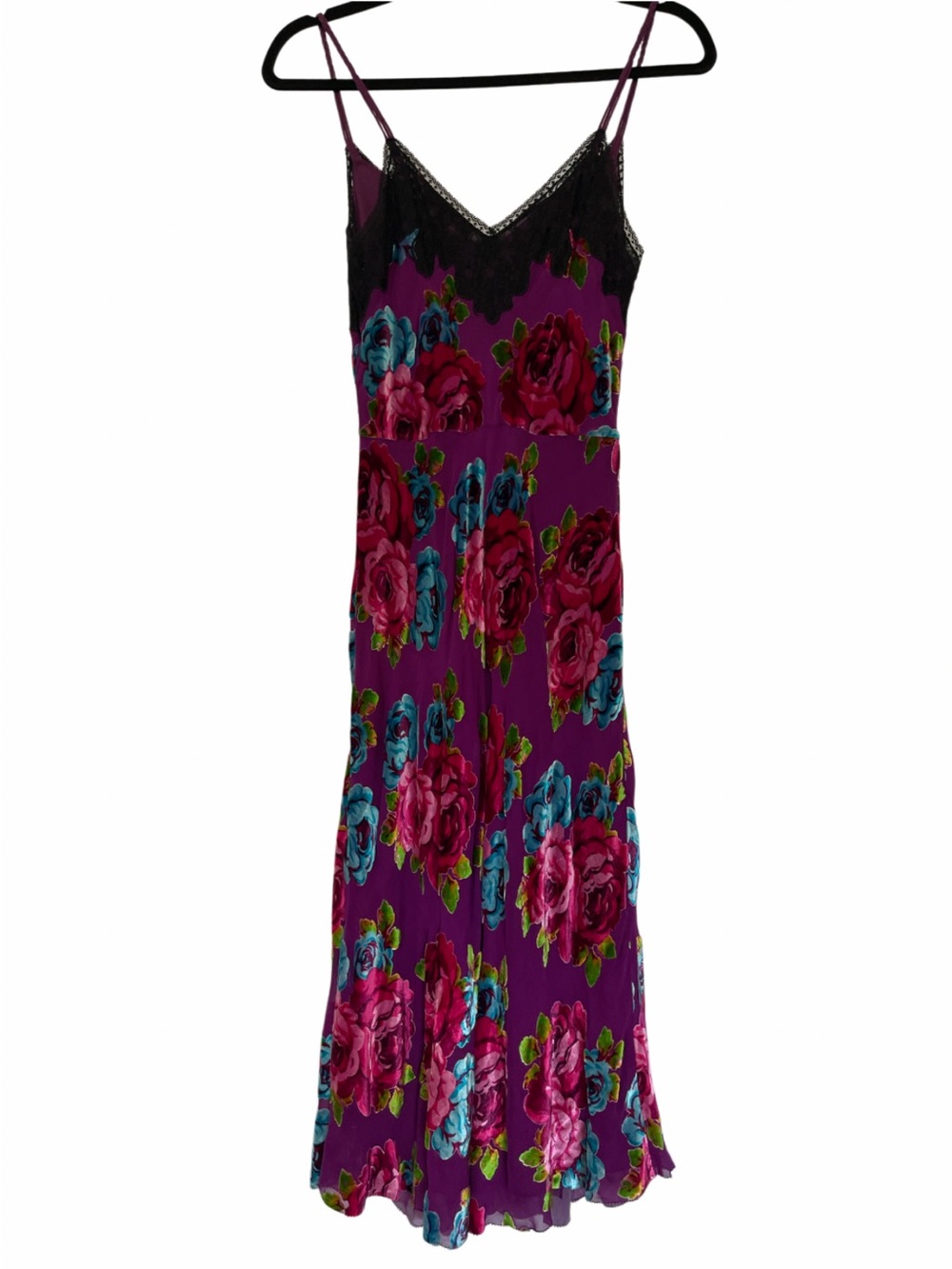 Betsey Johnson Burnout Velvet Floral Vintage Slip Dress Size 6 - Picture 3 of 8